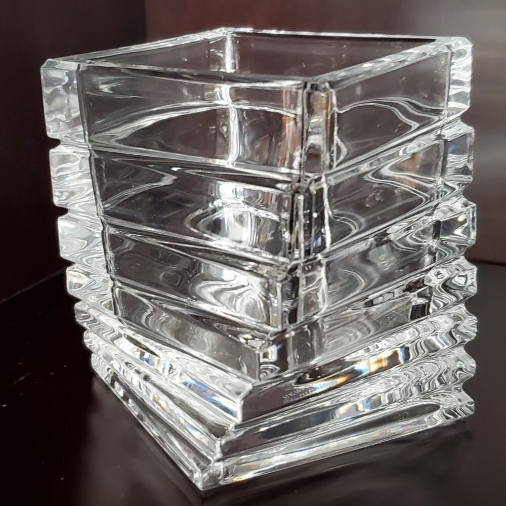 Rosenthal‎ Studio Linie Signed Square Twisted Turnus Stacked Crystal Vase 3.5"